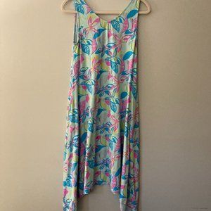 Fresh Produce Tank Dress Sharkbite Hem Floral Tropical Resort Style Pockets S
